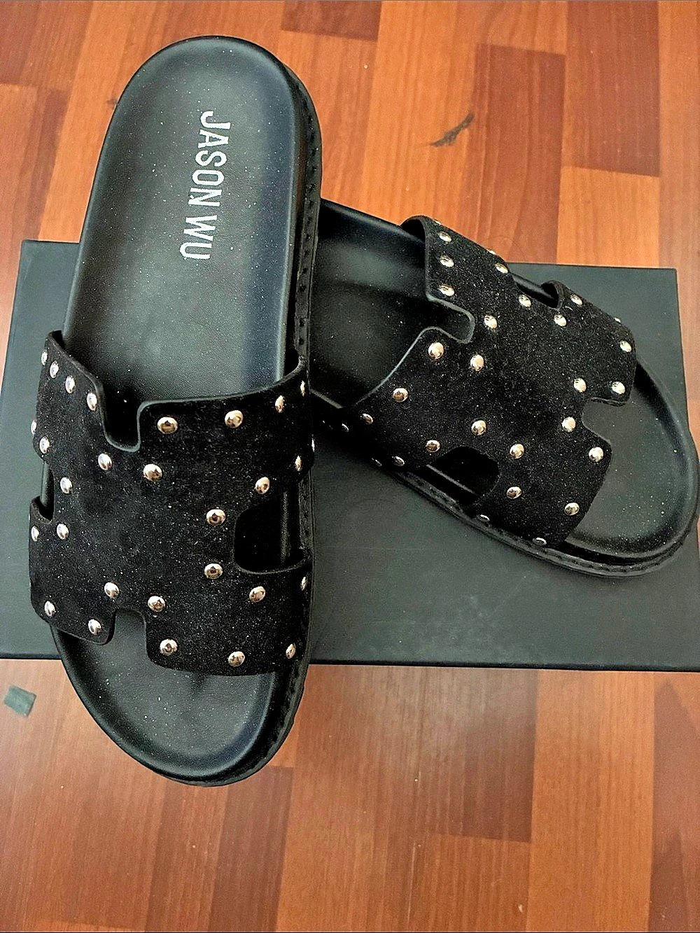 JASON WU Studded Slide Sandals in Black